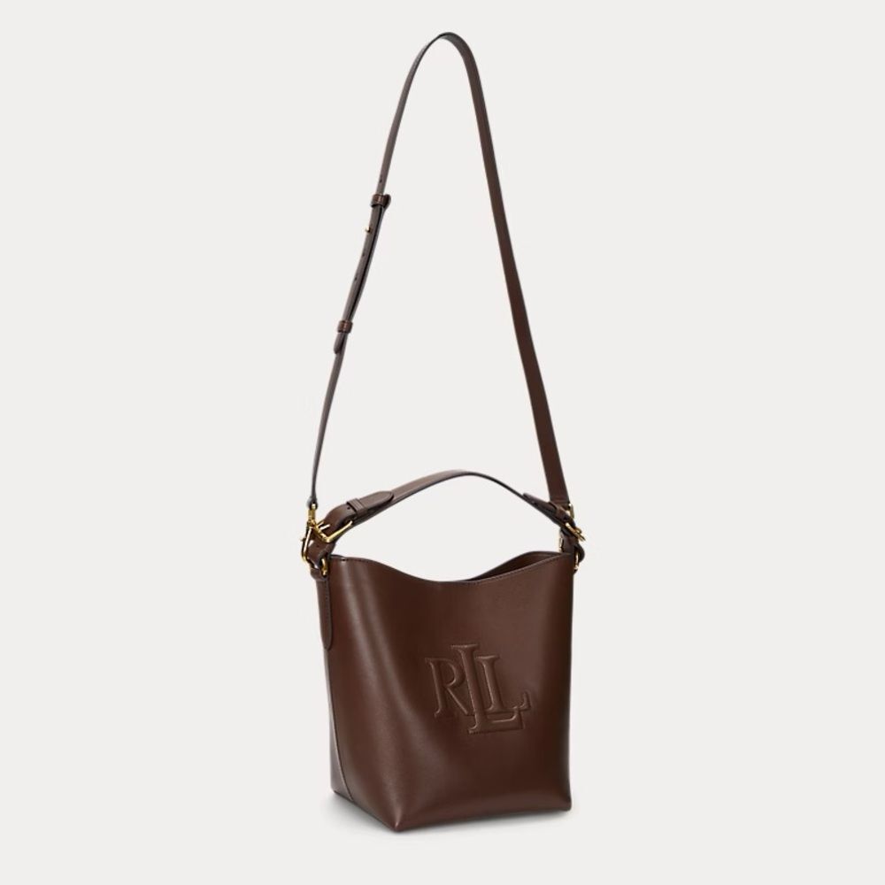 Lauren Ralph Lauren Leather Medium Witley Bucket Bag in Dark Mahogany, New - Picture 6 of 16